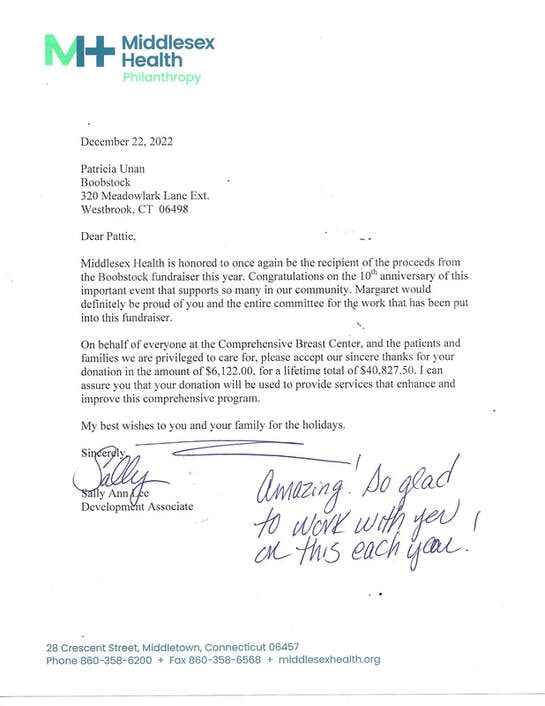 Thank you letter from Middlesex Health — 2022