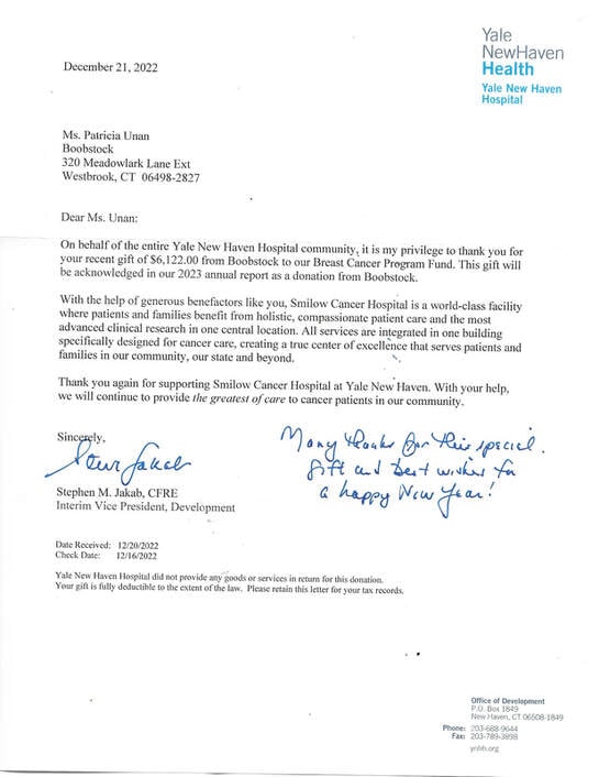 Thank you letter from Yale New Haven Hospital — 2022